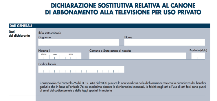 Esonero canone Rai: scadenza fissata al 31 gennaio 2019