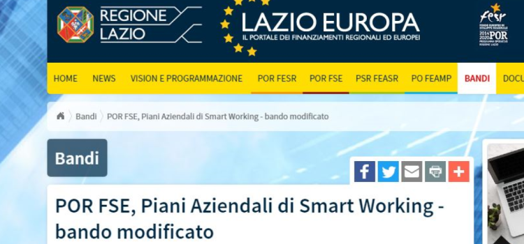 Smart working, i fondi della regione Lazio per i piani delle aziende