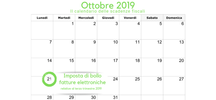 Imposta di bollo fatture elettroniche: la scadenza del 21 ottobre 2019