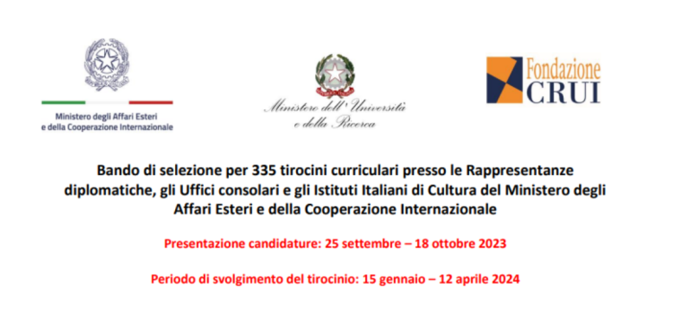 Tirocinio MAECI, 335 posti: domanda in scadenza il 18 ottobre
