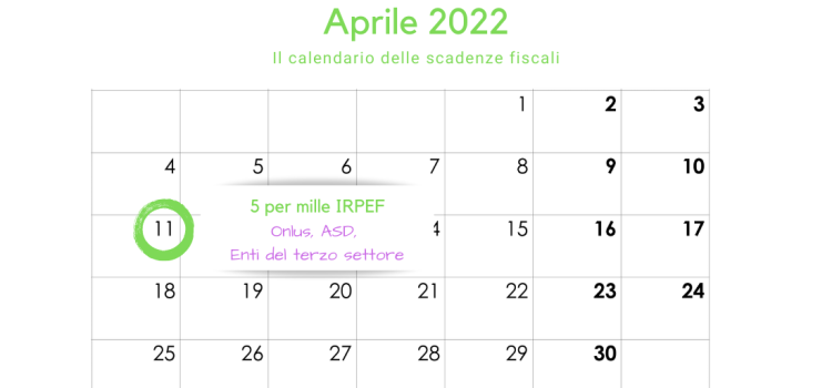 5 per mille: l'iscrizione entro la scadenza dell'11 aprile 2022
