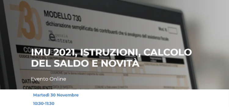IMU 2021, dalla scadenza alle istruzioni per il calcolo: l'evento formativo di oggi 30 novembre