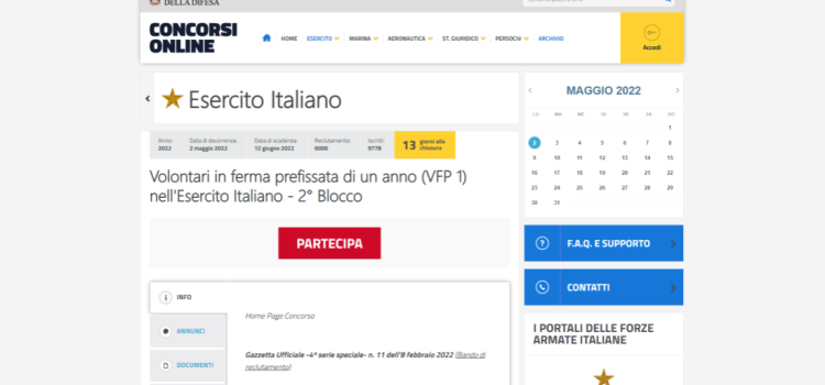 Concorso VFP1 2022, nuove assunzioni nell'esercito: domanda in scadenza il 31 maggio