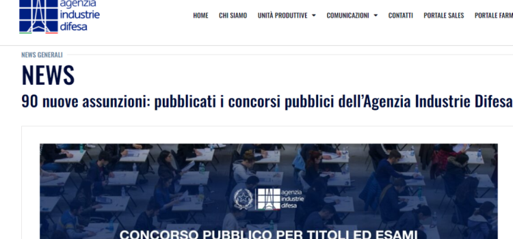 Concorso Agenzia Industrie Difesa 2023, domanda in scadenza il 30 novembre 