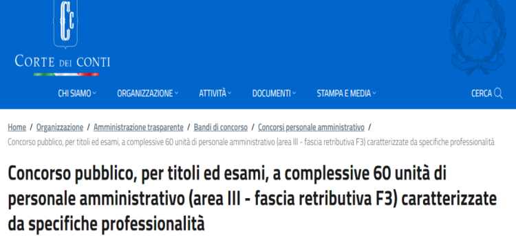Concorso Corte dei Conti 2022: domanda in scadenza il 20 dicembre