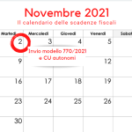 Modello 770 e Certificazione Unica autonomi, invio entro la scadenza del 2 novembre 2021
