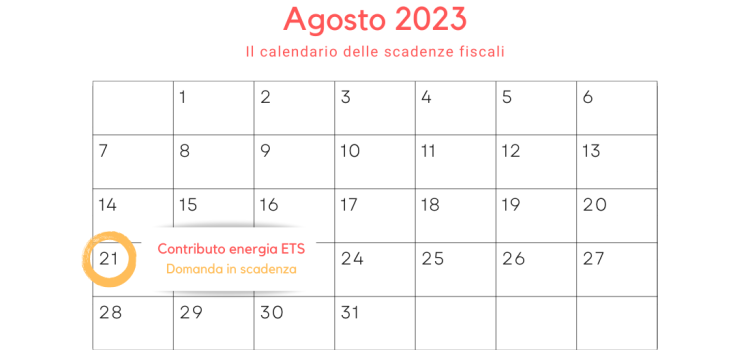 Contributo energia per gli ETS: domanda in scadenza il 21 agosto 2023