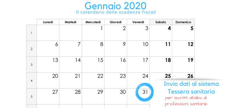 Sistema tessera sanitaria, scadenza 31 gennaio per i dati delle spese del 2019