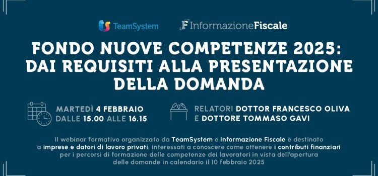 Come accedere ai finanziamenti del Fondo Nuove Competenze 2025: webinar gratuito del 4 febbraio