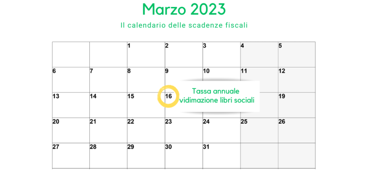 Tassa annuale vidimazione libri sociali: scadenza per il versamento il 16 marzo 2023 