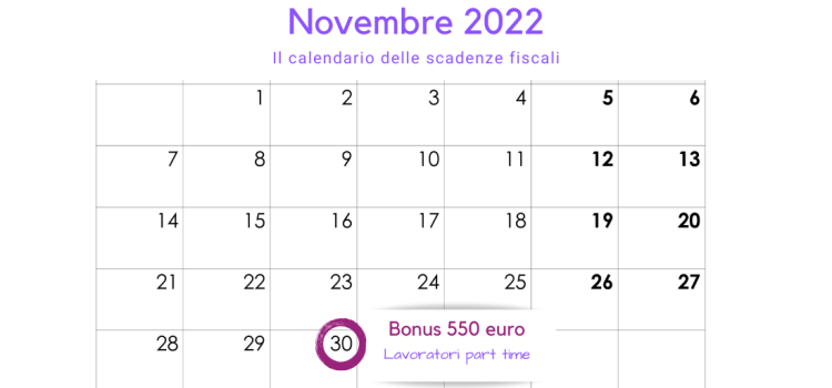 Bonus 550 euro part time: scadenza per la domanda il 30 novembre 2022