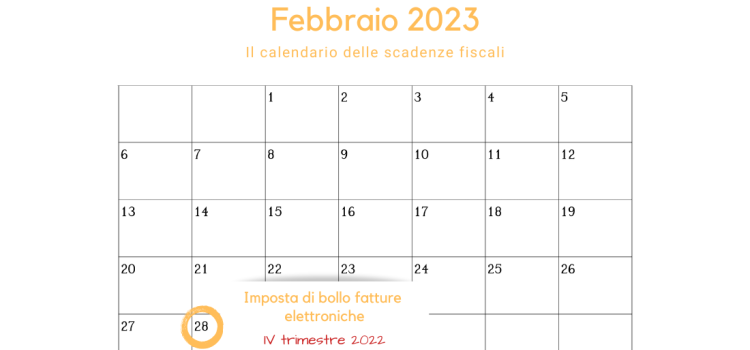 Imposta di bollo fatture elettroniche quarto trimestre 2022: la scadenza del 28 febbraio 2023