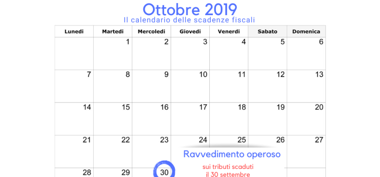 30 ottobre, ravvedimento operoso per i tributi in scadenza il 30 settembre