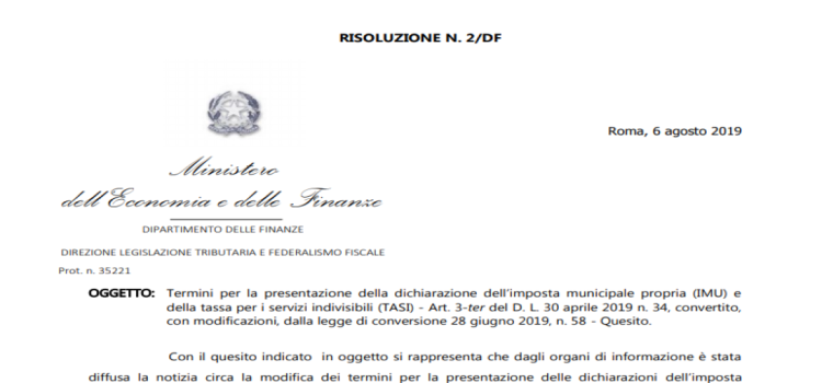 Scadenza dichiarazione TARI confermata al 30 giugno