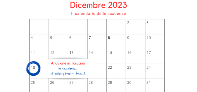 Alluvione Toscana: scadenza 18 dicembre per i versamenti bloccati
