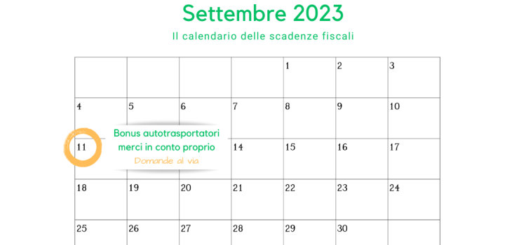 Bonus autotrasportatori merci in conto proprio: domande dall'11 settembre