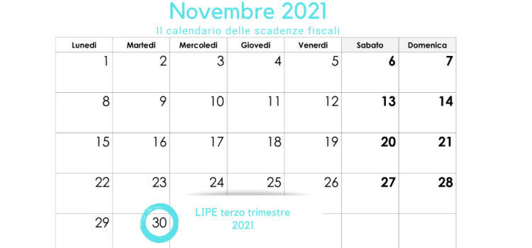 LIPE terzo trimestre 2021: la scadenza del 30 novembre
