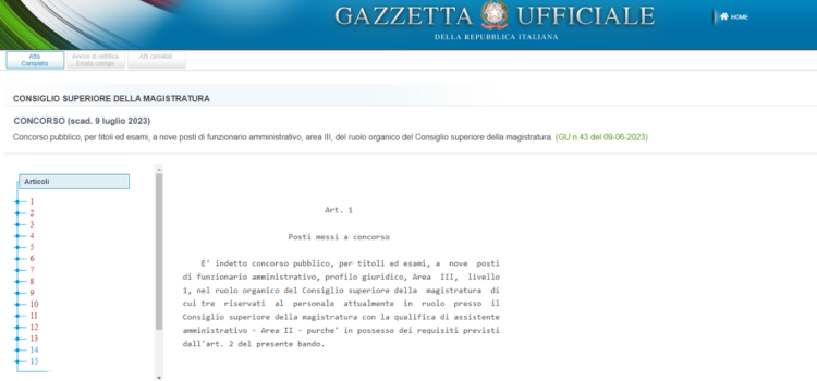 Concorso CSM 2023: domanda in scadenza il 10 luglio per 15 posti