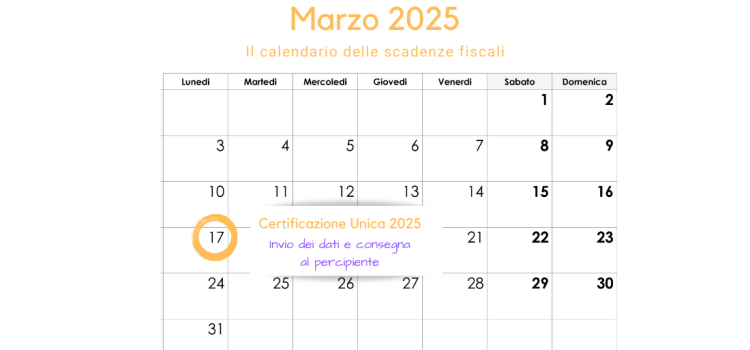 Certificazione Unica 2025: invio e consegna in scadenza il 17 marzo
