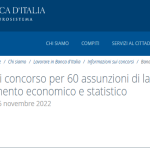 Concorso Banca d'Italia 2022, 60 nuove assunzioni: domanda in scadenza il 21 dicembre