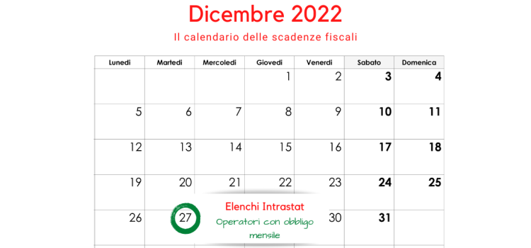 Elenchi Intrastat: scadenza per l'invio il 27 dicembre 2022
