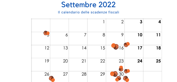 Scadenze fiscali settembre 2022, il calendario degli adempimenti del mese