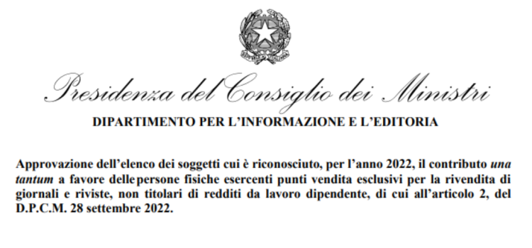 Bonus una tantum edicole 2022, pubblicato l'elenco dei beneficiari