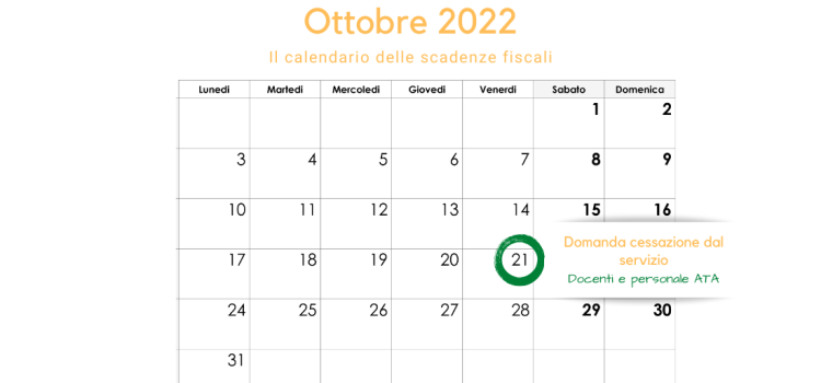 Domanda di cessazione dal servizio del personale scolastico, scadenza il 21 ottobre 2022