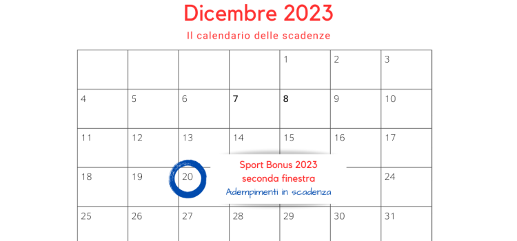 Sport bonus 2023, seconda finestra: adempimenti in scadenza il 20 dicembre