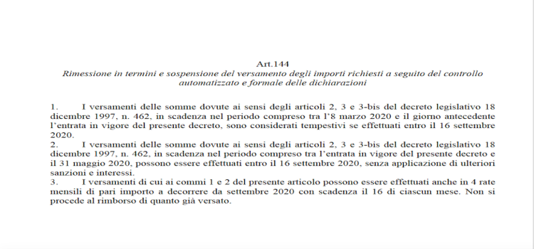 Sospensione versamenti avvisi bonari: le novità contenute nel DL Rilancio