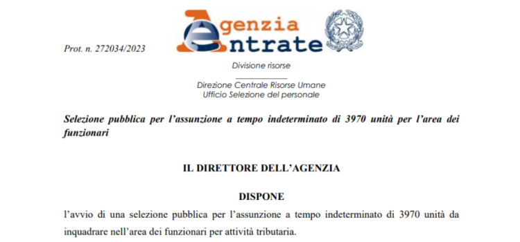 Concorso Agenzia delle Entrate, 4500 assunzioni: domanda in scadenza il 28 agosto 2023