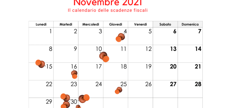 Scadenze fiscali novembre 2021, il calendario degli adempimenti del mese