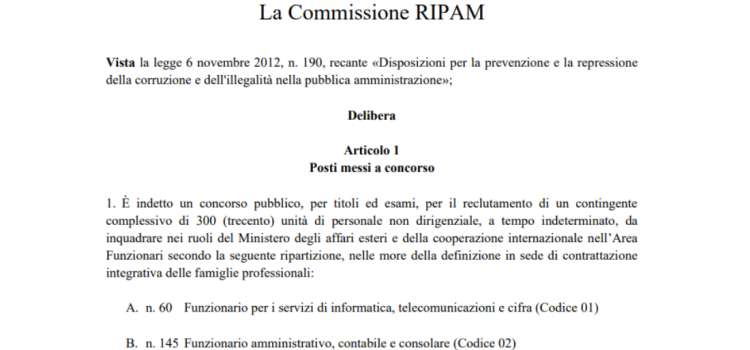 Concorso MAECI 2023, 300 funzionari: domanda in scadenza il 18 agosto