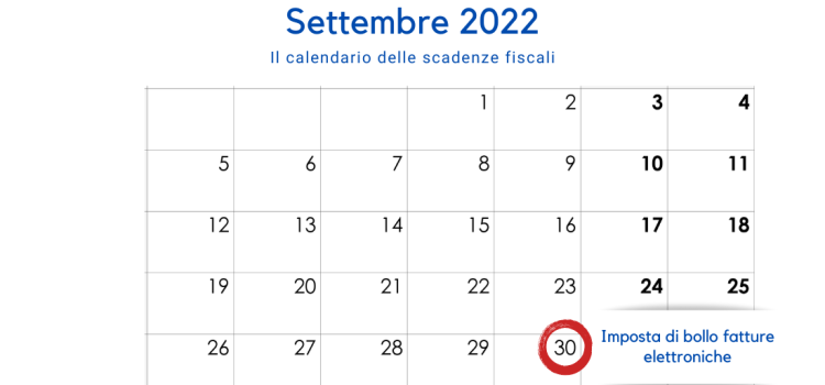 Imposta di bollo fatture elettroniche: la scadenza del 30 settembre 2022