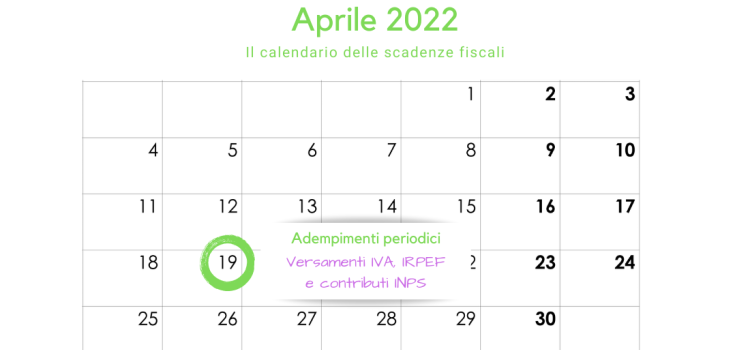 Adempimenti periodici IVA, IRPEF e INPS: la scadenza del 19 aprile 2022