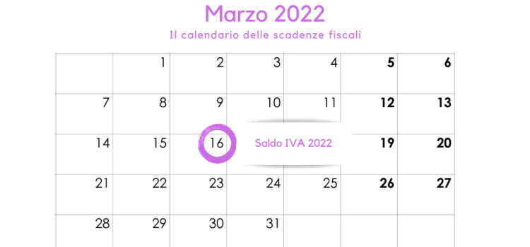 Saldo IVA 2022, la scadenza è fissata al 16 marzo