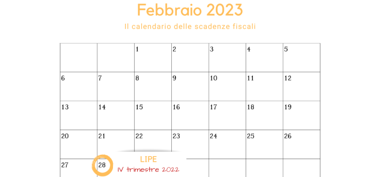 LIPE quarto trimestre 2022: la scadenza il 28 febbraio 2023