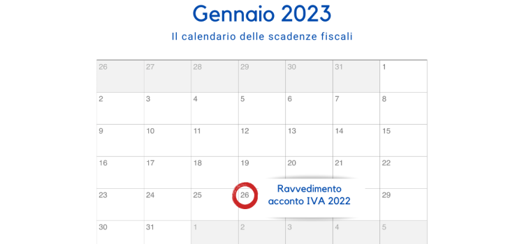 Ravvedimento acconto IVA 2022: la scadenza del 26 gennaio 2023