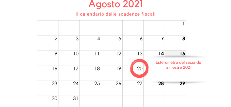 Esterometro del secondo trimestre 2021: la scadenza del 20 agosto