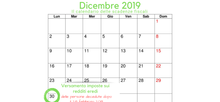 Versamento imposte eredi: la scadenza del 30 dicembre 2019