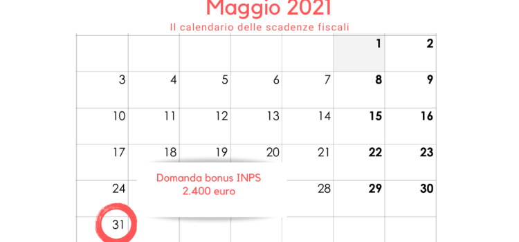 Bonus INPS 2400 euro, scadenza domande: 31 maggio 2021