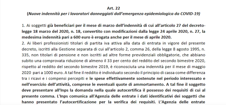 Estensione del bonus INPS da 600 a 1.000 euro nel mese di maggio