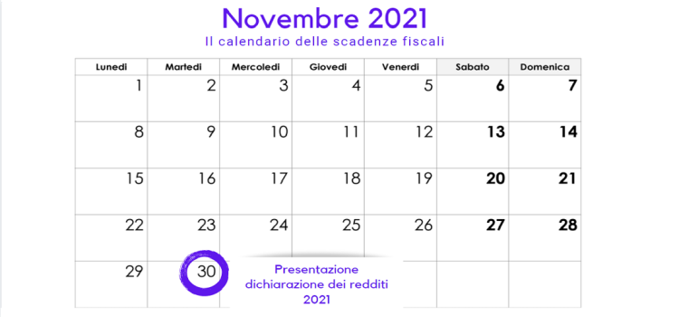 Dichiarazione dei redditi 2021, la scadenza del 30 novembre per la presentazione