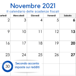 Secondo o unico acconto delle imposte sui redditi 2021: la scadenza del 30 novembre