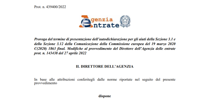 Autodichiarazione aiuti di Stato: la scadenza per l'invio passa al 31 gennaio 2023