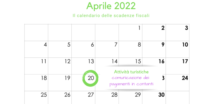 Attività turistiche: la scadenza del 20 aprile 2022 per la comunicazione dei pagamenti in contanti