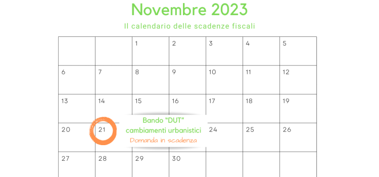 Bando "DUT" cambiamenti urbanistici: domanda in scadenza il 21 novembre