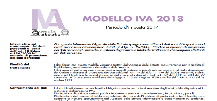 Dichiarazione Iva 2018: modello ufficiale, istruzioni e scadenza