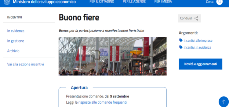 Bonus fiere, domande al via dal 9 settembre