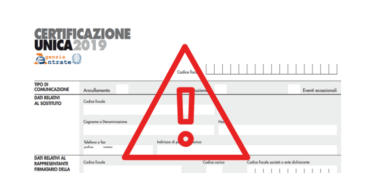 Sanzioni certificazione unica 2019 (ex CUD) per ritardi, errori, omissioni